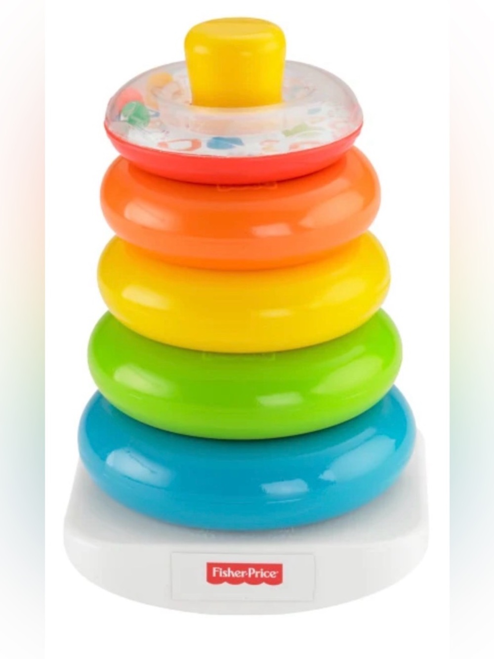 Fisher-Price Baby Stacking Toy Rock-a-Stack, Roly-Poly Base w/ 5 Colorful Rings